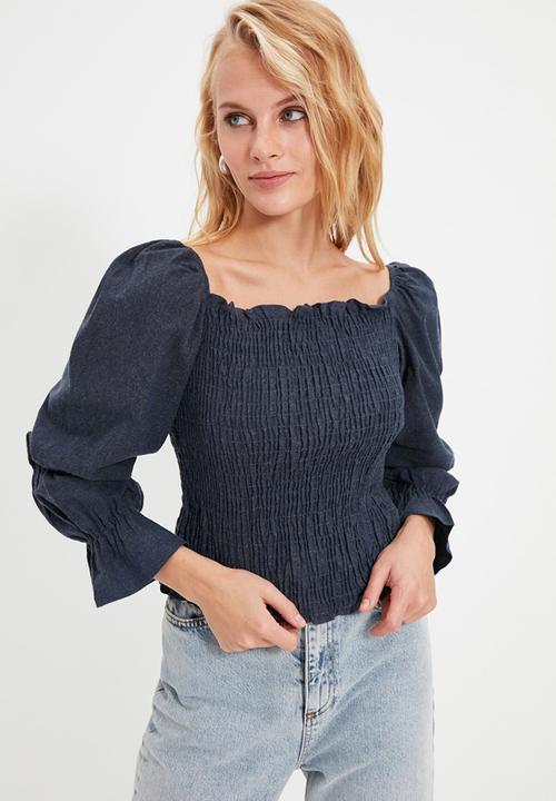 Trendyol - Guipure blouse - navy