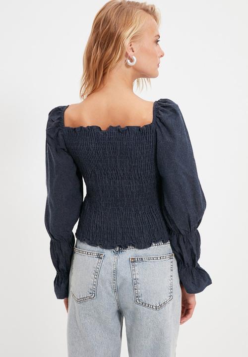 Trendyol - Guipure blouse - navy