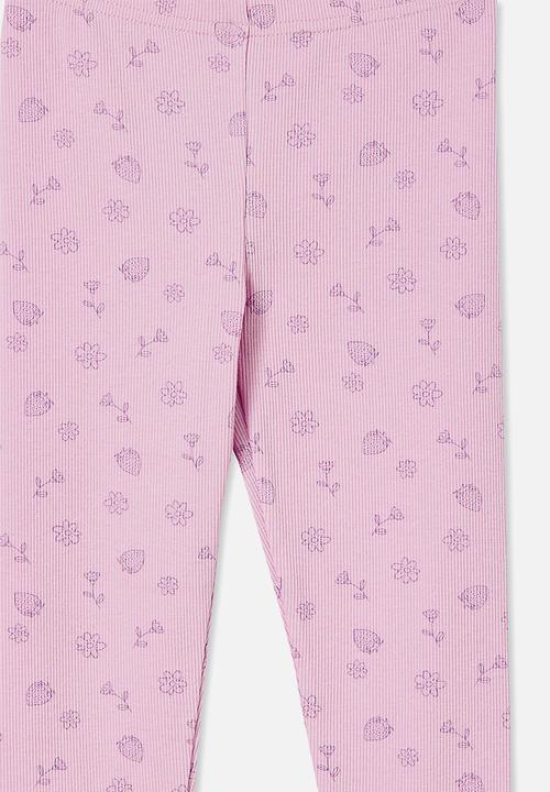 Cotton On - Huggie tights - pale violet & forest ditsy