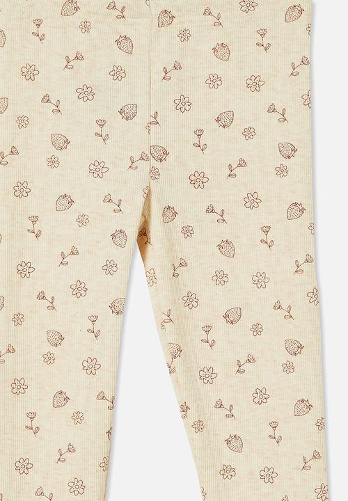 Cotton On - Huggie tights - caramel marle & forest ditsy
