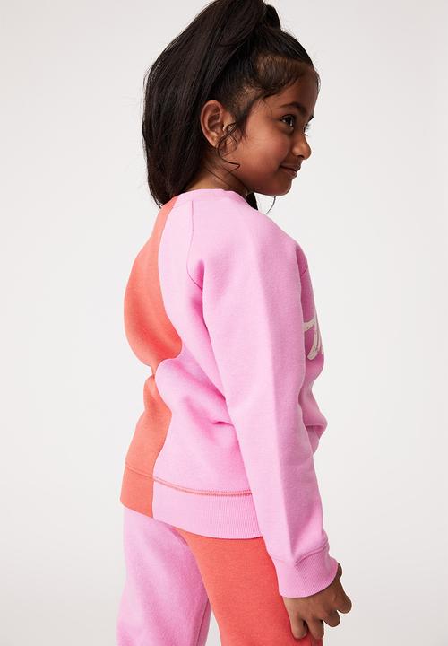 Cotton On - Splice girls crew - pink gerbera & baseball