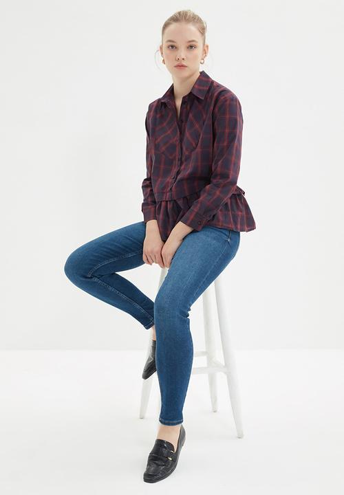 Trendyol - Shirt collar hemline flounce - multi