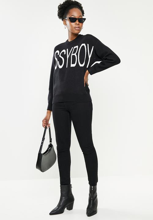 SISSY BOY - Knit sweater with branded front - black & white