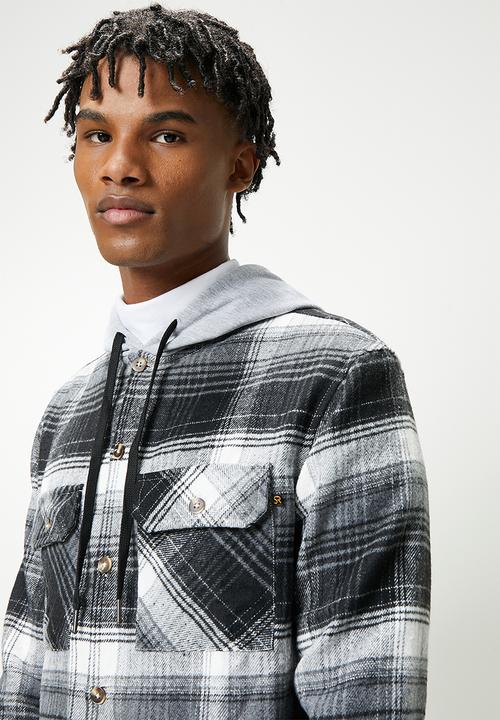 STYLE REPUBLIC - Check flannel shacket with hoodie - multi