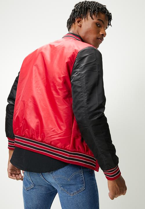 STYLE REPUBLIC - Padded varsity bomber jacket - red & white