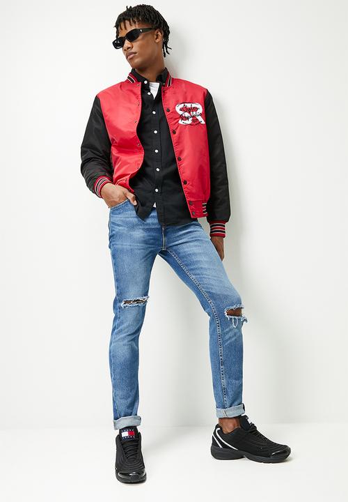 STYLE REPUBLIC - Padded varsity bomber jacket - red & white