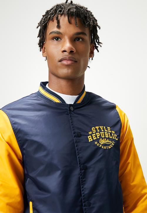 STYLE REPUBLIC - Padded varsity bomber jacket - navy & mustard