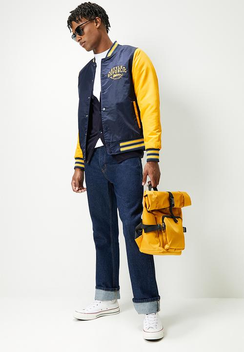 STYLE REPUBLIC - Padded varsity bomber jacket - navy & mustard