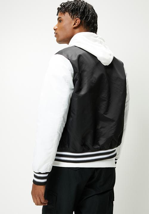 STYLE REPUBLIC - Padded varsity bomber jacket - black & white