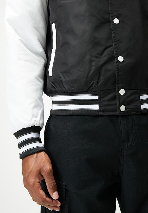 STYLE REPUBLIC - Padded varsity bomber jacket - black & white