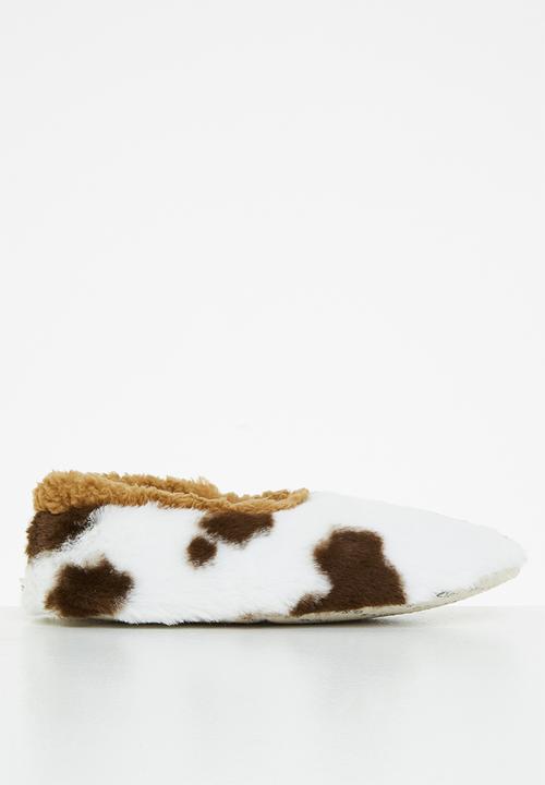 snoozies!® - Moo slipper - brown & white 