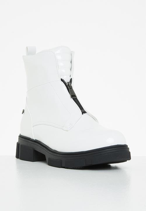 Rock & Co - Zeppelin 1 zip front ankle boot - white