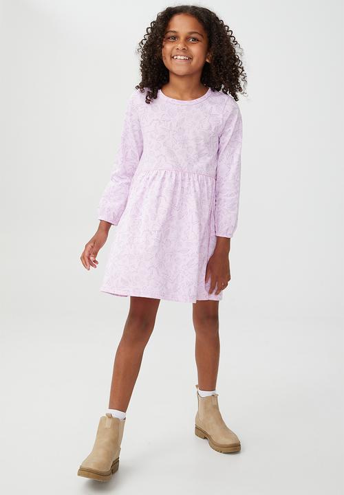 Cotton On - Savannah long sleeve dress - pale violet magic forest