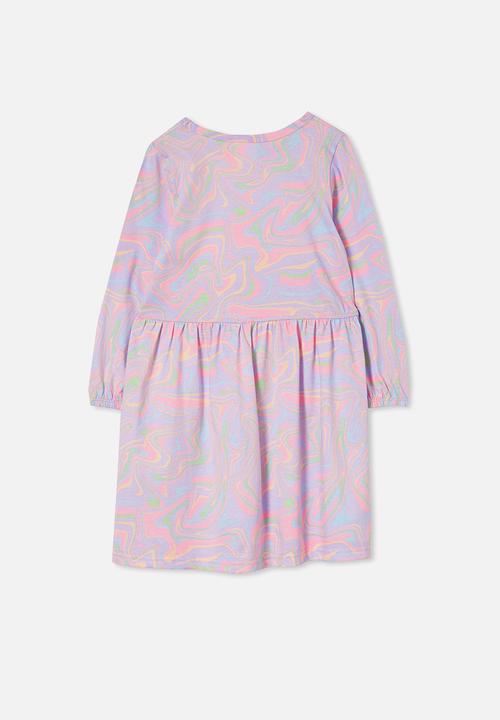 Cotton On - Savannah long sleeve dress - pastel/marble