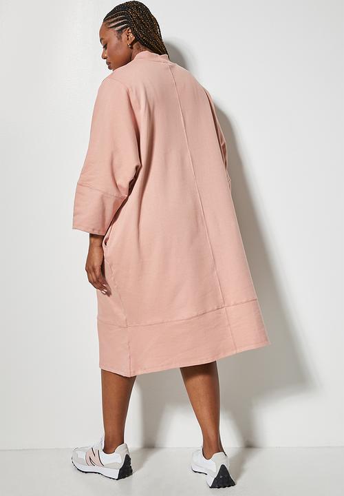 Superbalist - Turtle neck cocoon sweat dress - blush