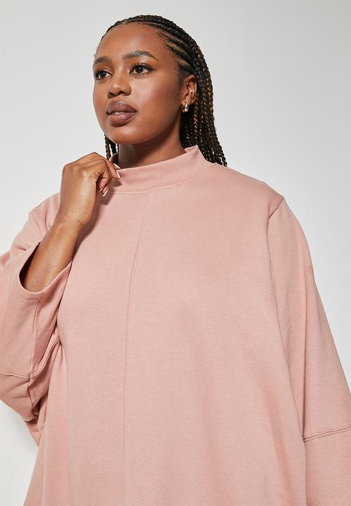 Superbalist - Turtle neck cocoon sweat dress - blush