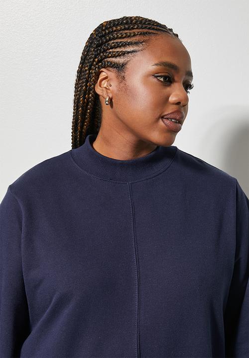 Superbalist - Turtle neck cocoon sweat dress - ink