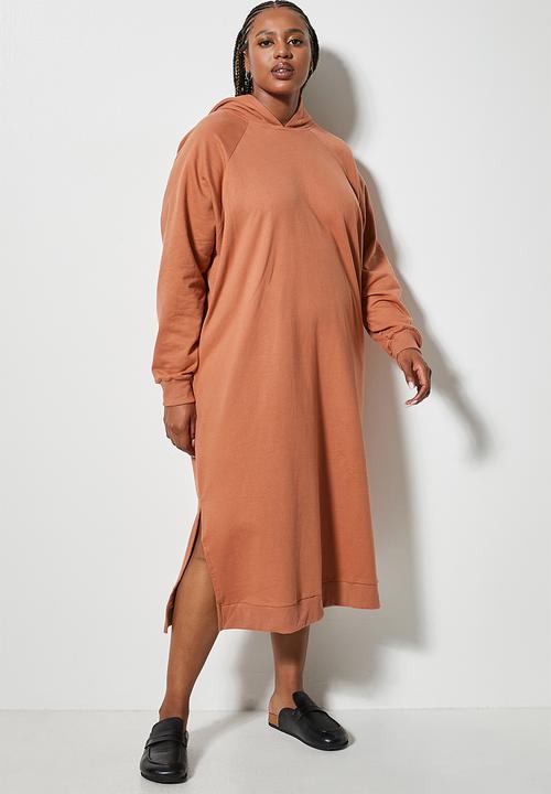 Superbalist - Hi slit hooded dress - burnt orange