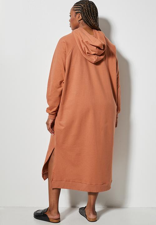 Superbalist - Hi slit hooded dress - burnt orange