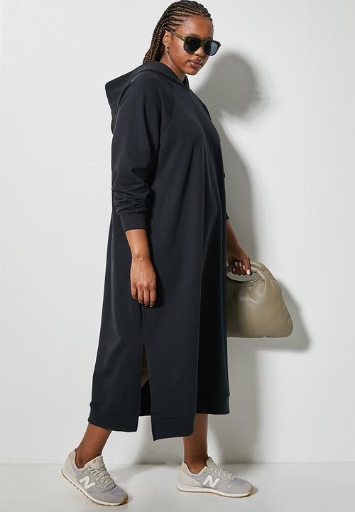 Superbalist - Hi slit hooded dress - black