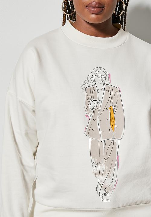 Superbalist - Graphic crew sweat - ecru