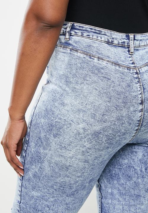 Missguided - Plus button front lawless skinny - acid wash