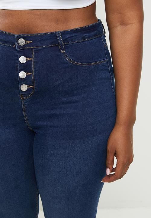 Missguided - Plus button front lawless skinny - indigo