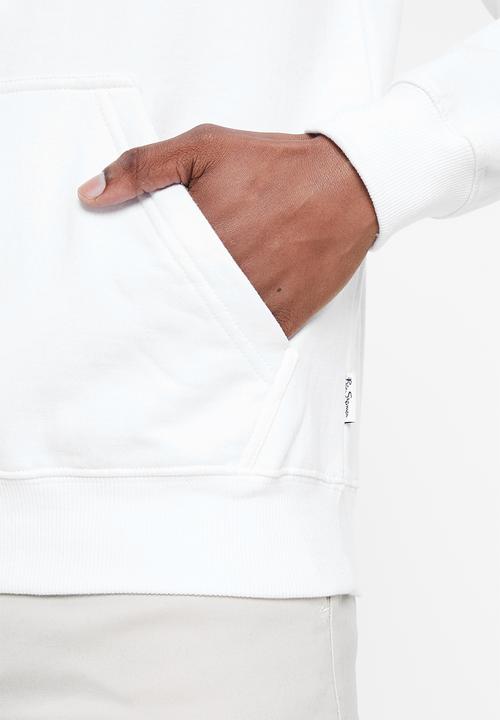 Ben Sherman - Target emb pullover hoodie - white