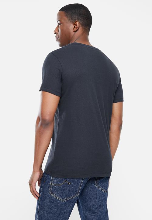 Superdry. - Vintage logo embroidered vee tee - navy