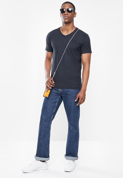 Superdry. - Vintage logo embroidered vee tee - navy