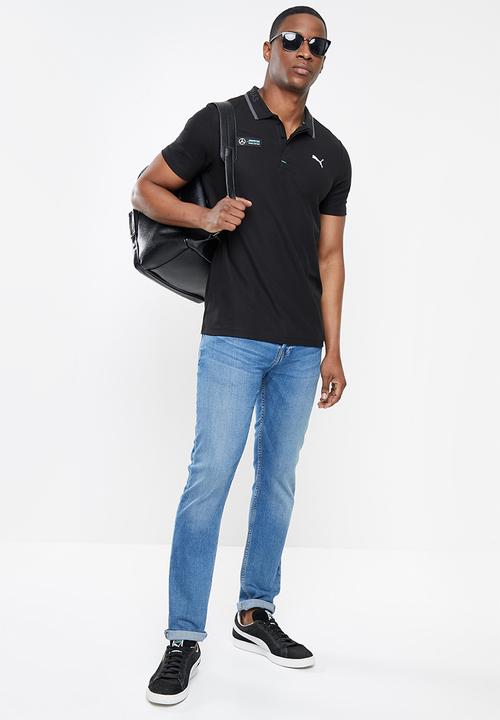 PUMA - MERCEDES-AMG PETRONAS MOTORSPORT F1 PIQUÉ POLO SHIRT -Black