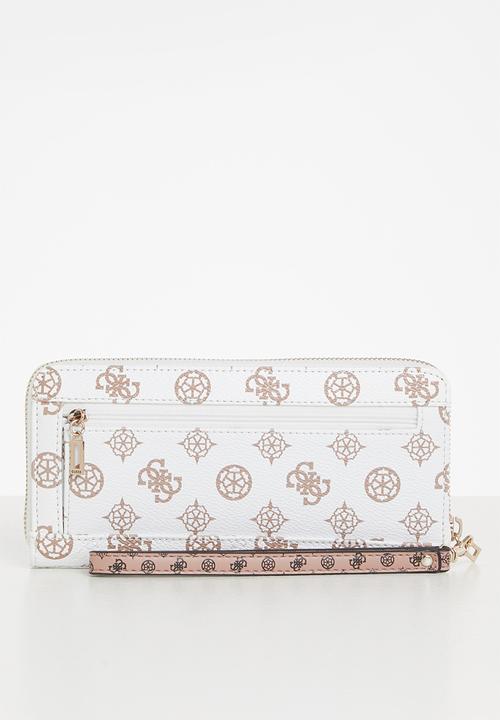 GUESS - Slg cessily slg large zip around -  white multi
