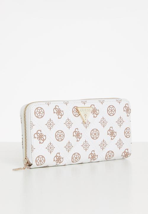 GUESS - Slg cessily slg large zip around -  white multi