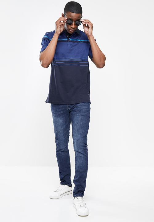 Pierre Cardin - Soft Strip Mercerized Golfer 112 - Navy