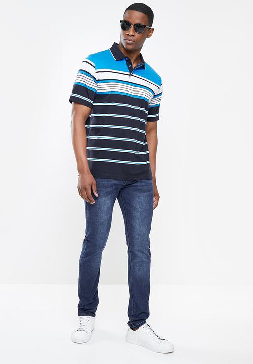 Pierre Cardin - PC Mercerized Mass Stripe Golfer  - Blue
