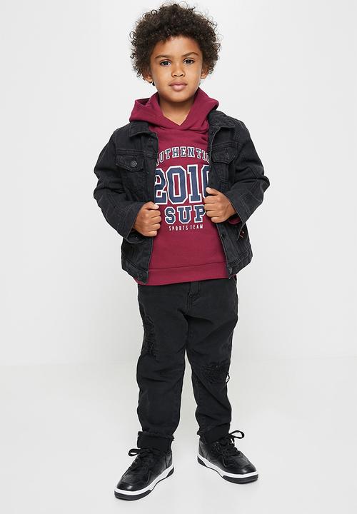 Superbalist Kids - 2 Pack graphic hooded sweatshirt - maroon & navy 