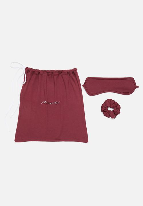 Missguided - Plus missguided 5 piece sleep set - burgundy