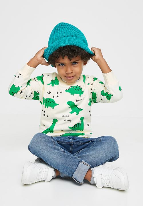 Pop Candy - Dino printed sweat top - milk & green 