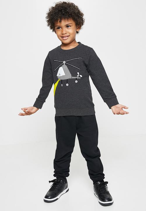 Pop Candy - Boys fleece sweat top - charcoal