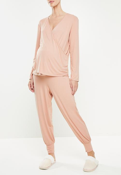 Superbalist - Maternity nursing jogger sleepset - rose smoke