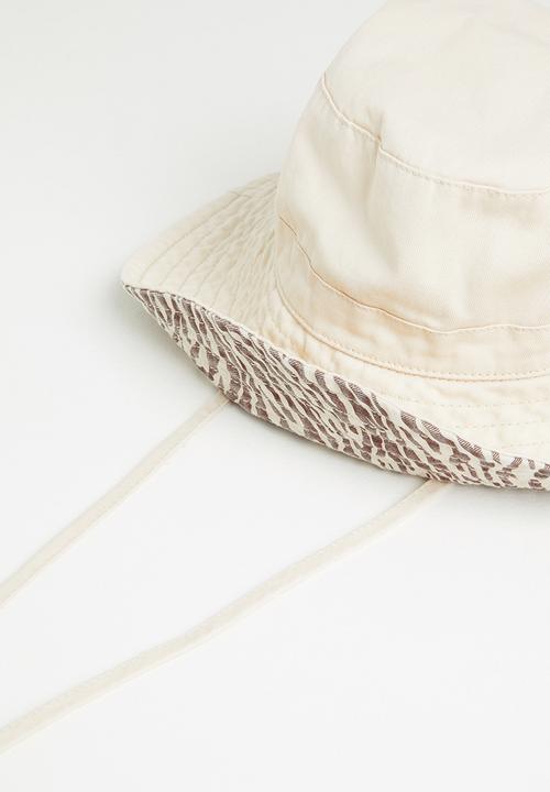 Rubi - Sasha wide brim sun hat - ecru & zinnea zebra print
