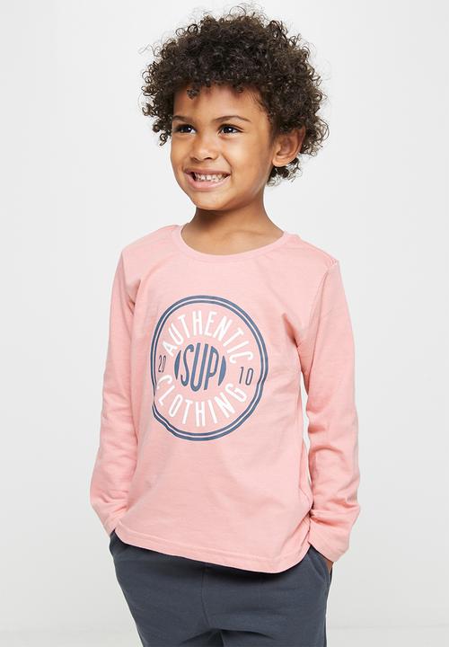 Superbalist Kids - Boys tee & jogger set - dusty pink & charcoal
