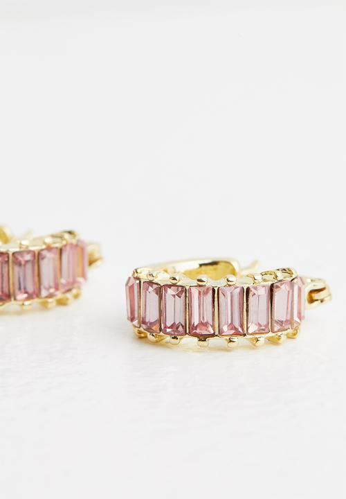 Rubi - Premium huggie hoop - gold & pink