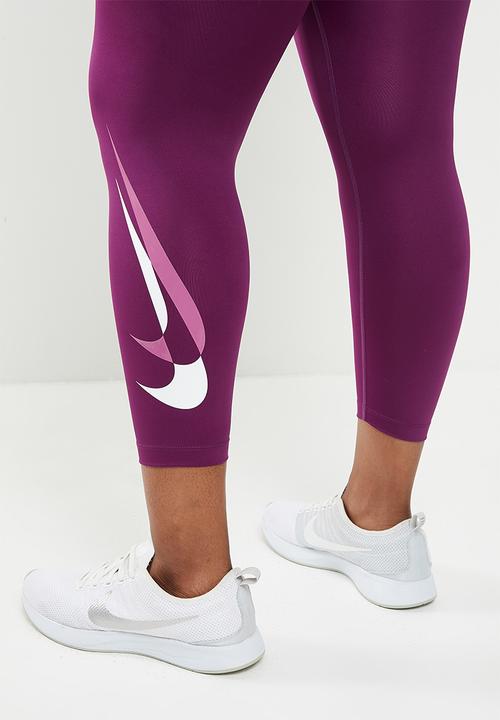 Nike - Plus nike df swsh run tight 7/8 - sangria & white
