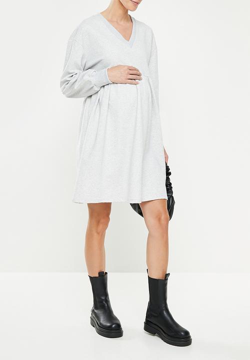 Superbalist - Maternity babydoll fleece dress - grey melange