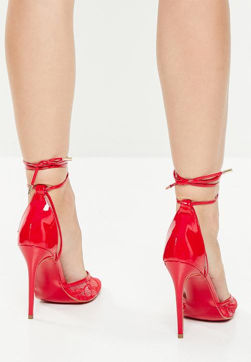 Miss Black - Lou13 ankle strap heel - red