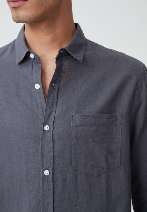 Cotton On - Ashby long sleeve shirt-steel grey