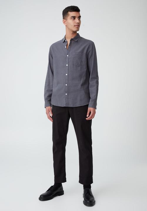 Cotton On - Ashby long sleeve shirt-steel grey