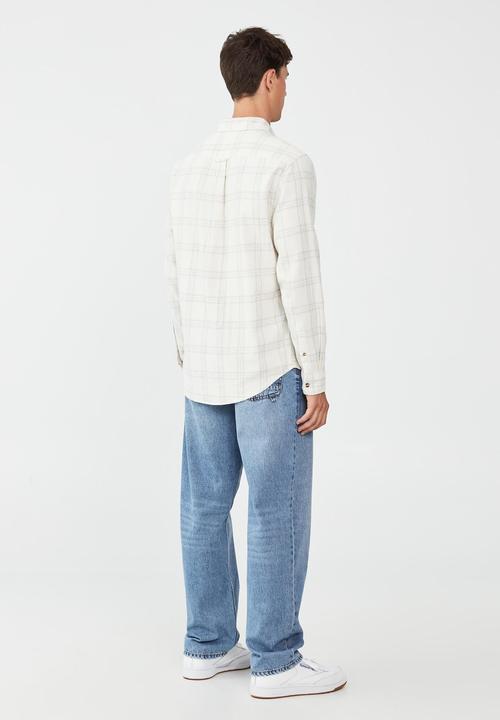 Cotton On - Camden long sleeve shirt - ecru check