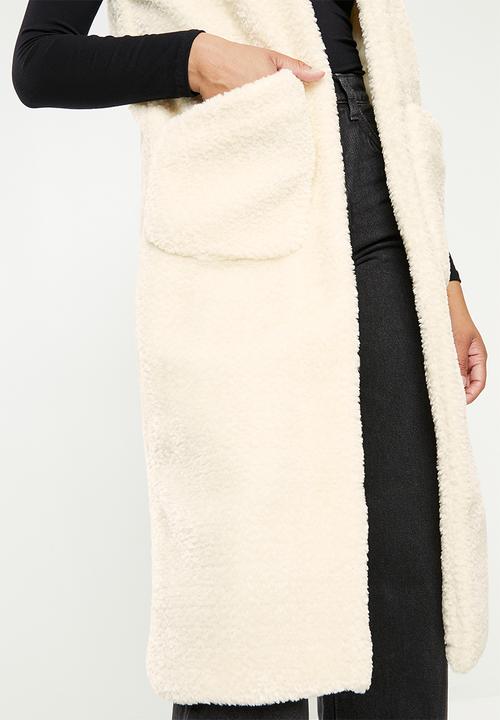 Missguided - Midaxi faux fur gilet - stone